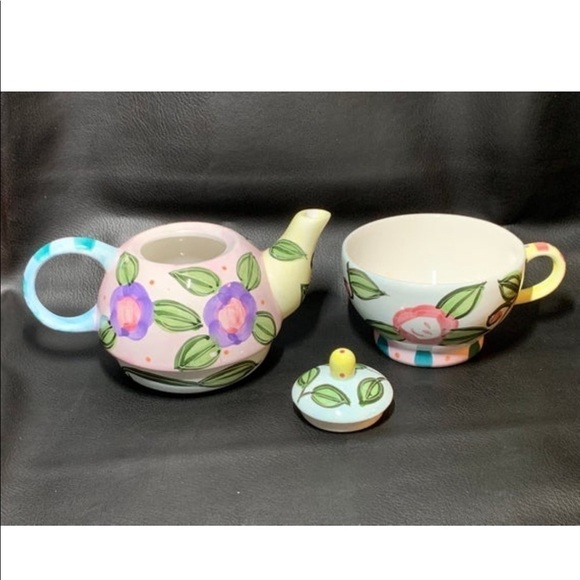 𝅺STACKABLE Floral Teapot Set Tea-For-One - Picture 2 of 4